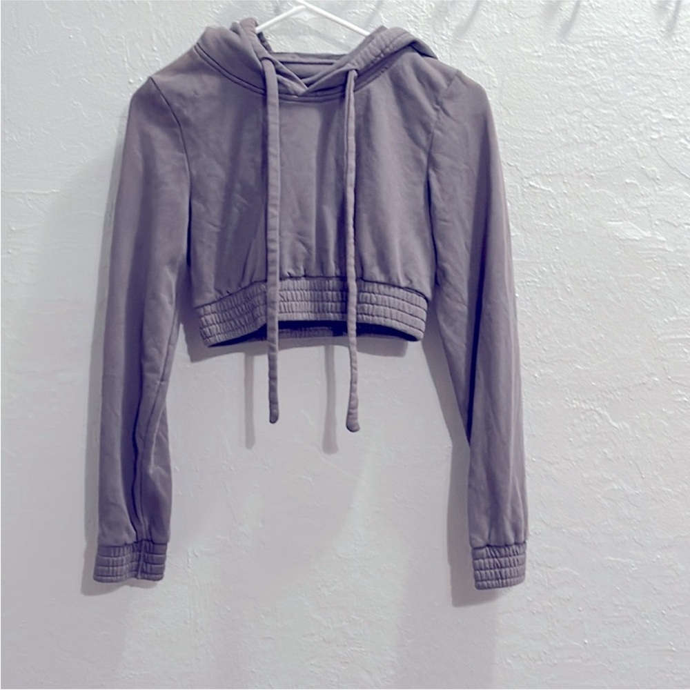 Urban Outfitters Women’s MIDI Grey Cropped Hoodie - Size XS/S